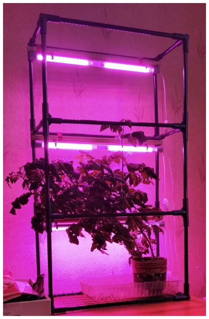Фитолампы для растений, светодиодные, полный спектр, набор для стеллажа, 3 штуки, 90 см - фотография № 5