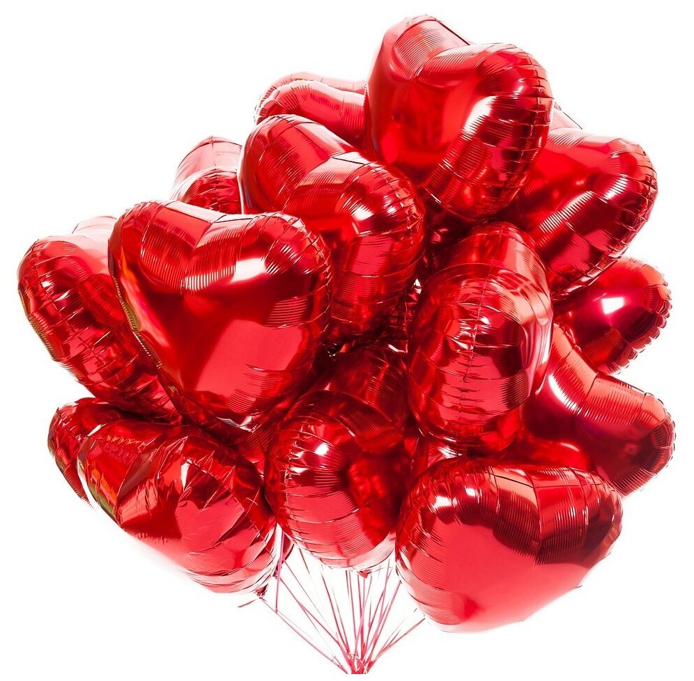 Набор фольгированных шаров Сердце, красное, 46 см, 10 шт
