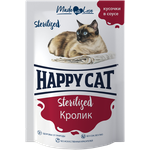 Влажный корм для стерилизованных кошек кролик Хэппи Кэт Happy Cat Кусочки в соусе упаковка, 100 г х 24 шт. - изображение