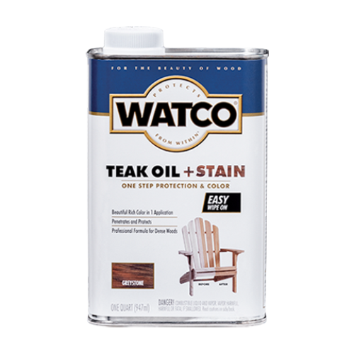 Масло тиковое для дерева и мебели WATCO TEAK OIL+STAIN быстросохнущее, морилка для дерева, пропитка для дерева, Серый камень, 0.946 л