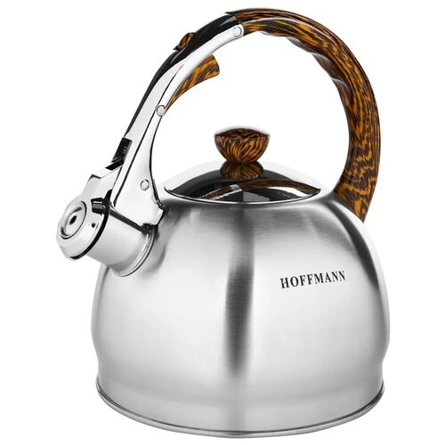 Чайник из нержавеющей стали со свистком Hoffmann 2,0 л. Для всех типов плит, для индукционной, газовой плиты