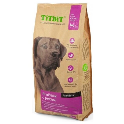 TiTBiT Сухой корм для собак крупных пород ягненок с рисом 3кг