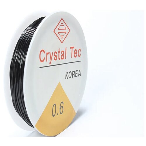 Резинка для бисера CRYSTAL TEC диаметр 0,6 мм, 20 метров (черный)