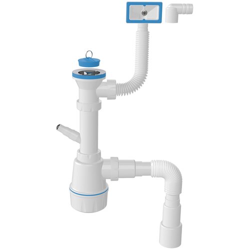 Сифон для мойки с переливом ZEGOR M103-6 с отводом для стиральной машины цвет белый 565₽