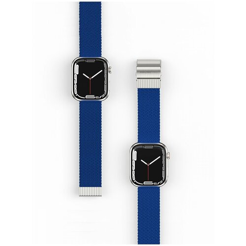 Ремешок для Apple Watch 45mm Amazingthing Weave Blue, сменный тканевый браслет для умных часов Эпл Вотч, плетёный для наручных часов Watch 3/4/5/SE/6