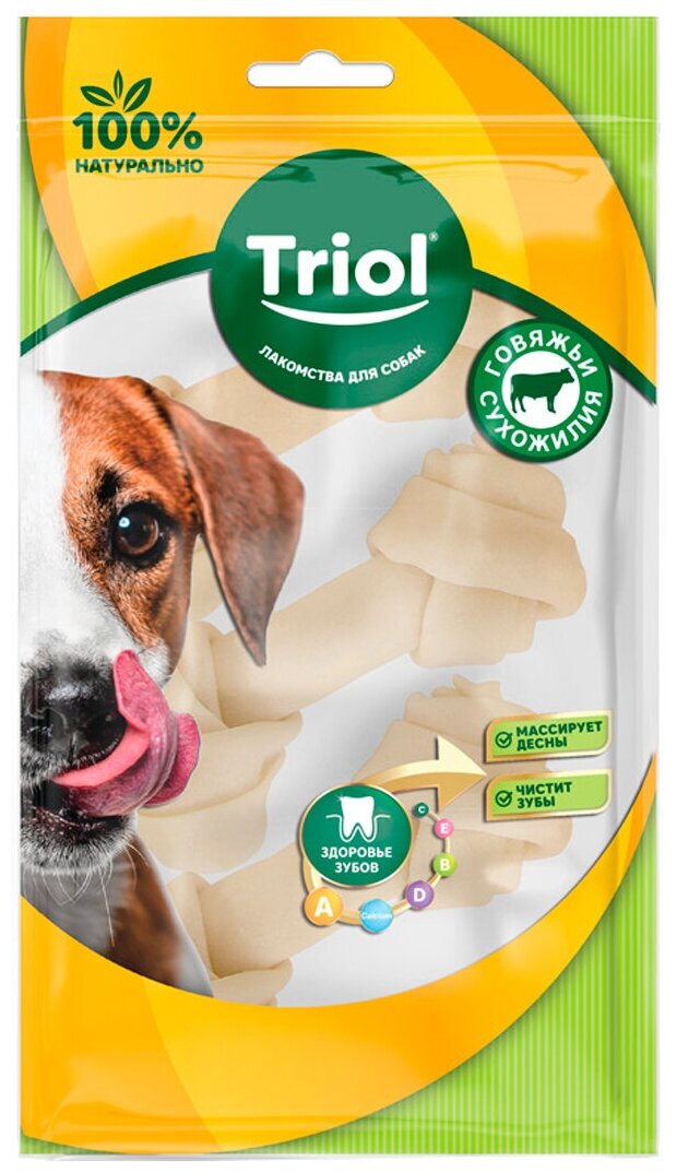 Лакомство TRIOL для собак кость узловая белая (15 см)