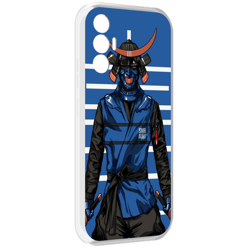 Чехол MyPads самурай в синей форме для Tecno Pova 3 задняя-панель-накладка-бампер