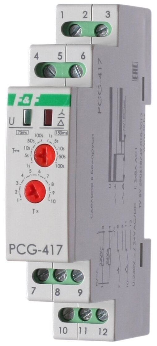 Евроавтоматика F&F Реле времени PCG-417 (звезда-треугольник для пуска электродвиг. 230В 2х8А 2НО IP20 монтаж на DIN-рейке) F&F EA02.001.020 - фотография № 9