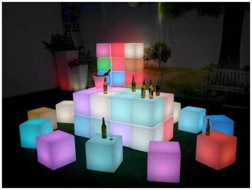 Светящийся LED куб 30 см RGB со встроенным аккумулятором