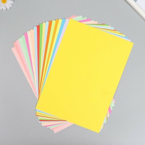 Тонированная цветная бумага Абстракция А4 (набор 20 листов) 20 цветов, плотность 80 гр/м2 цветная тонированная бумага домики а4 20 листов 20 цветов