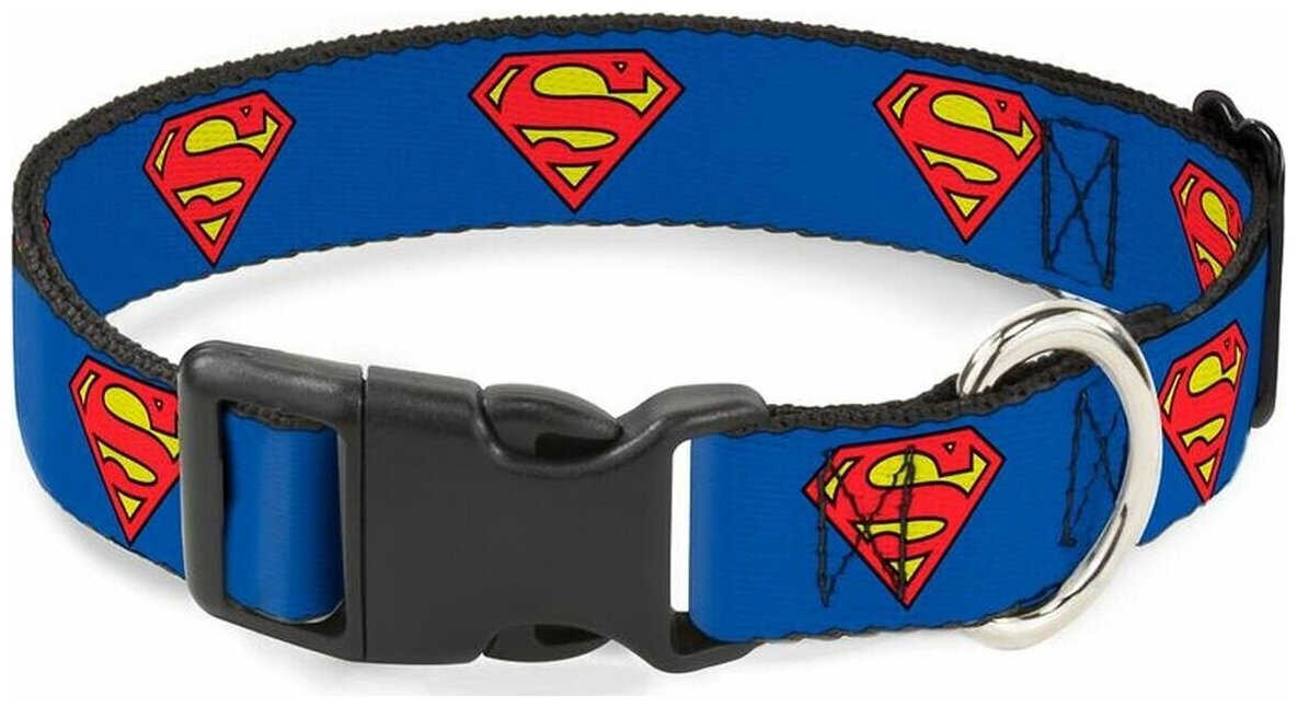Ошейник Buckle-Down Супермен 23-38 см (small), синий цвет