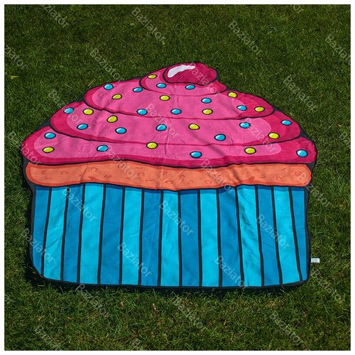 Круглое пляжное покрывало коврик с бахромой 150 см (микрофибра); коврик для пикника, пляжный коврик для лежака, праздничный кекс