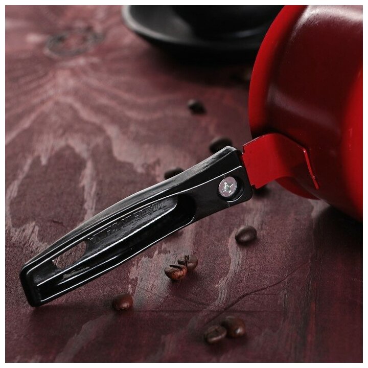 Турка «Корсика», 450 мл, 20×9,5×7,5 см, пластиковая ручка, антипригарное покрытие, цвет чёрный