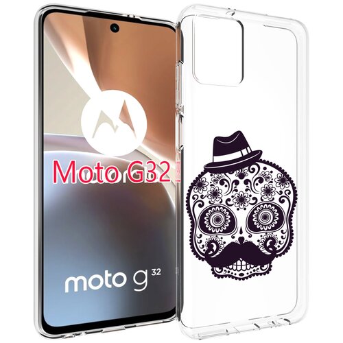 Чехол MyPads разрисованный скелет для Motorola Moto G32 задняя-панель-накладка-бампер