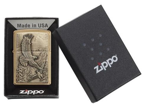 Зажигалка Zippo Eagles латунь/сталь золотистый матовый - фото №5