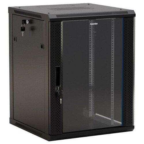 Шкаф настенный TWB-1566-GP-RAL9004 19дюйм 15U 775х600х600мм стеклян. дверь черн. (RAL 9004) (разобранный) Hyperline 392640