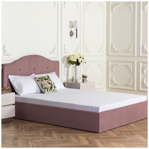 Кровать двуспальная с подъемным механизмом и ящиком для белья 160х200 пыльная роза Veda