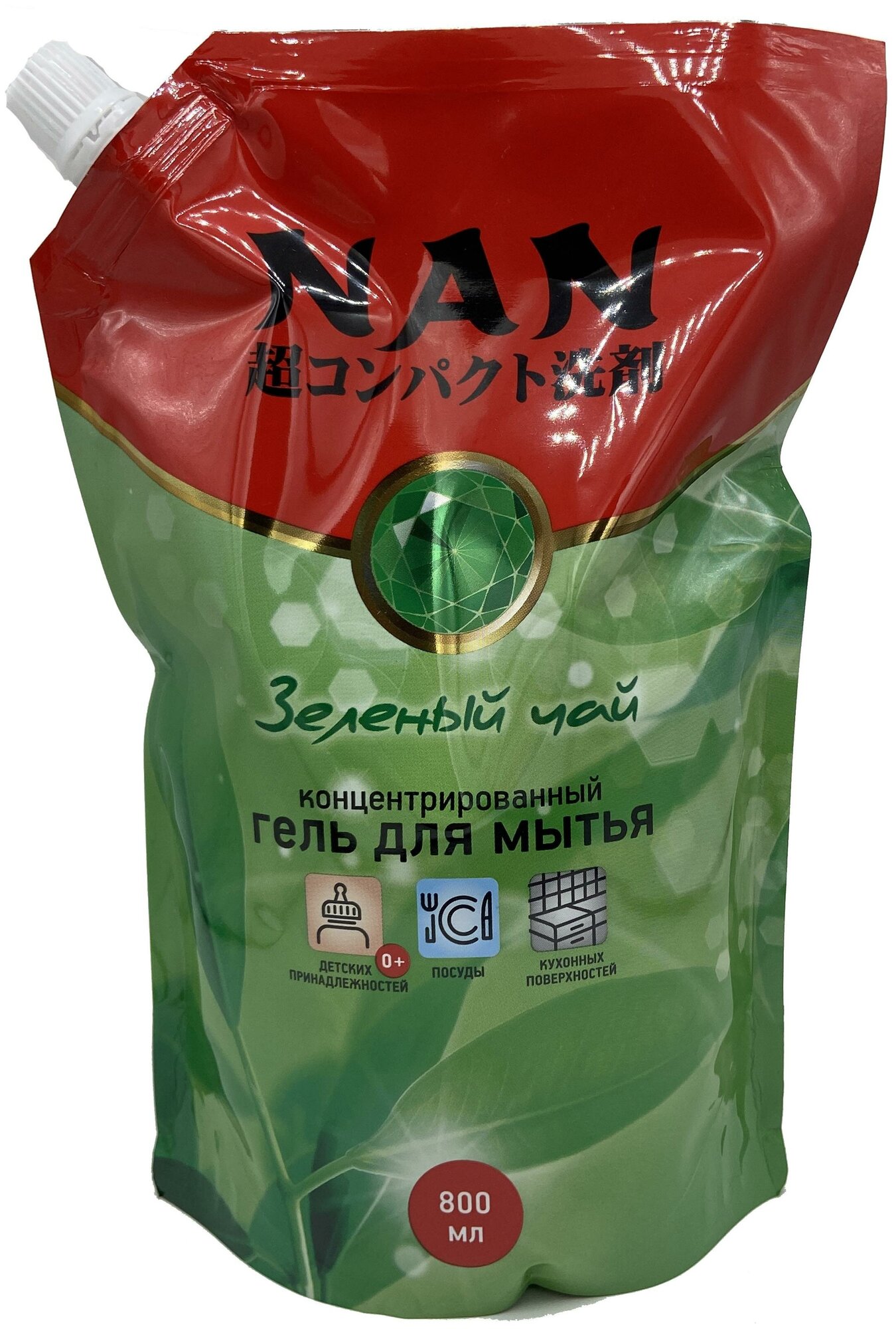 Средство для мытья посуды Nan Зеленый чай 900мл NAN Japan - фото №2