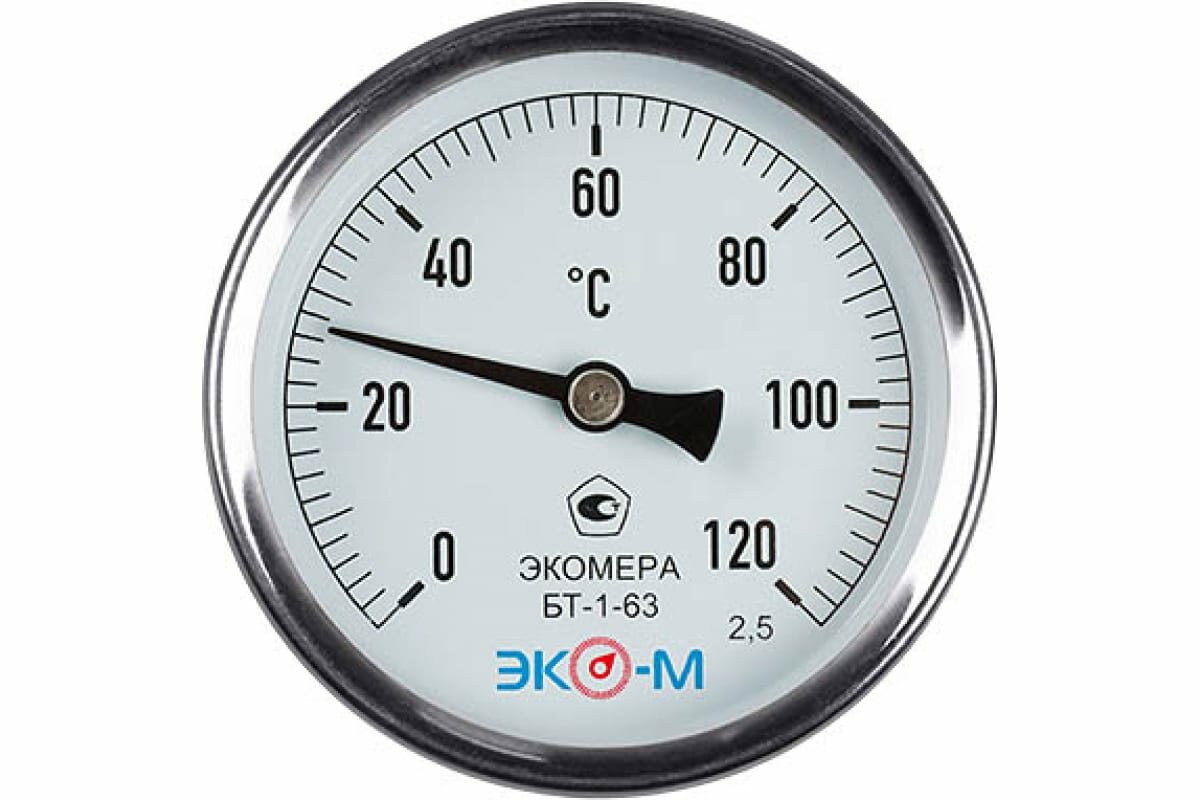 Термометр биметаллический экомера БТ-1-63 0-120С L=40