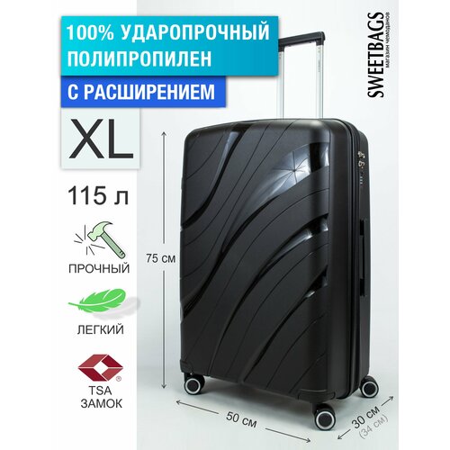 фото Чемодан , 125 л, размер xl, черный sweetbags