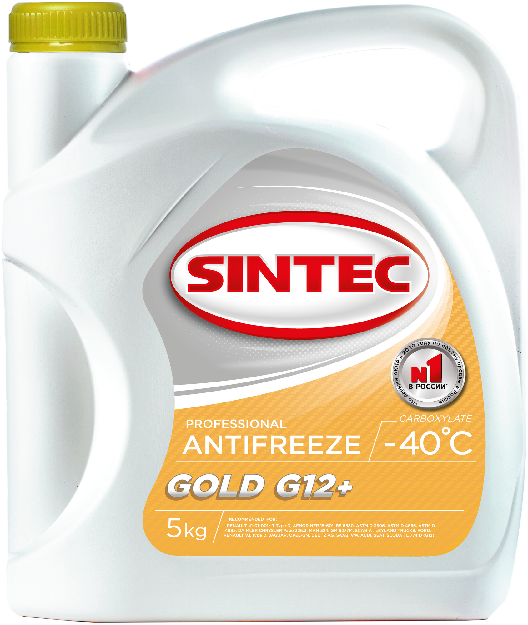 SINTEC Антифриз SINTEC GOLD желтый G12+ 5 кг