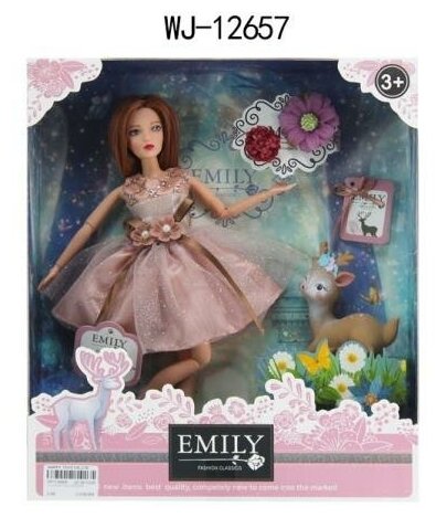 Кукла ABtoys Emily Розовая серия с олененком и аксессуарами, 30см WJ-12657