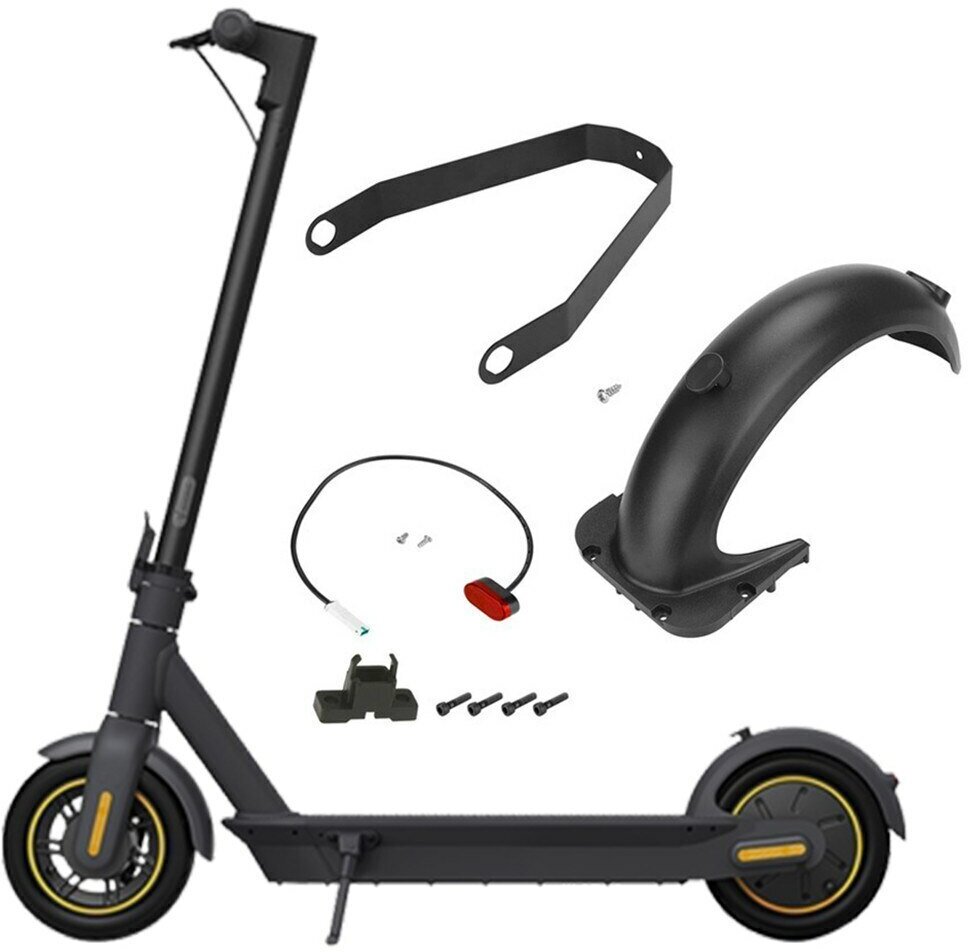 фото Заднее крыло в сборе для электросамоката Ninebot KickScooter Max G30 / G30P стоп сигнал, кронштейн, черное