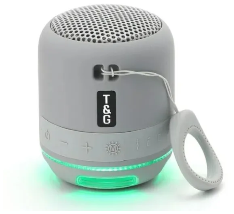 Беспроводная Блютуз Колонка с Подсветкой / Bluetooth 5.1 Качественный Звук и стильный дизайн / Радио FM / TF / USB / AUX / Мощный Аккумулятор / Серая