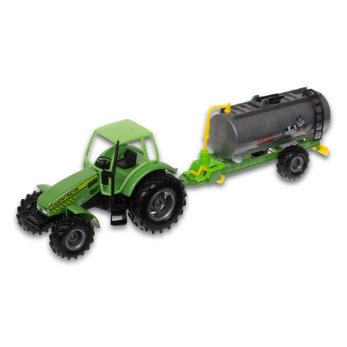 Игрушка Welly, модель трактора с цистерной с инерц. мех, зеленый