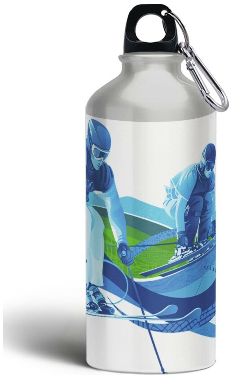 Бутылка спортивная, туристическая фляга, 500мл с карабином Горные лыжи Спорт - 87