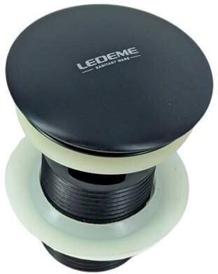 донный клапан LEDEME д/умывальника черный матовый с переливом L65B-2 - фотография № 3
