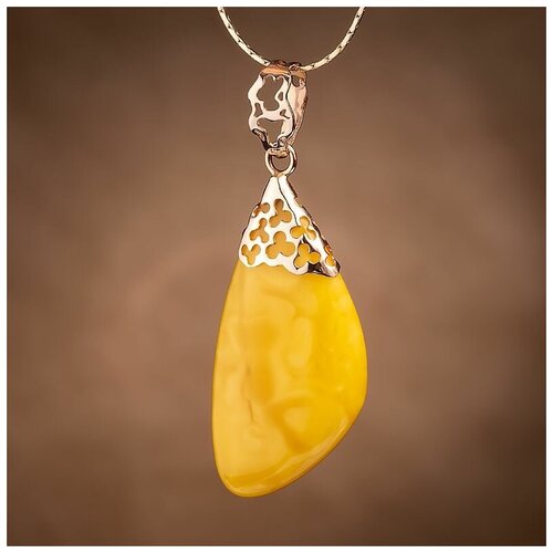 Подвеска Amberprofi, желтое золото, 585 проба, янтарь кулон донат из натурального светло медового янтаря