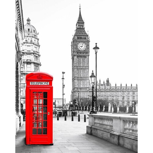 Моющиеся виниловые фотообои GrandPiK Лондон. Красная телефонная будка, 200х250 см пазл 500 эл лондон красная телефонная будка