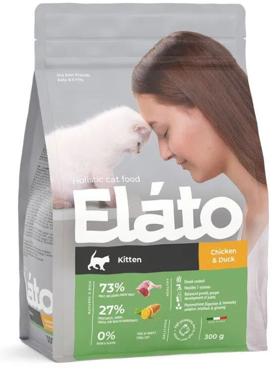 Сухой корм для котят Elato Holistic (Элато Холистик), с курицей и уткой 300 гр