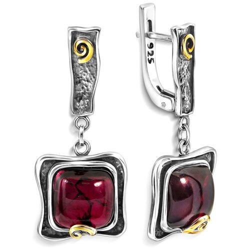Серьги серебро, 925 проба, гранат