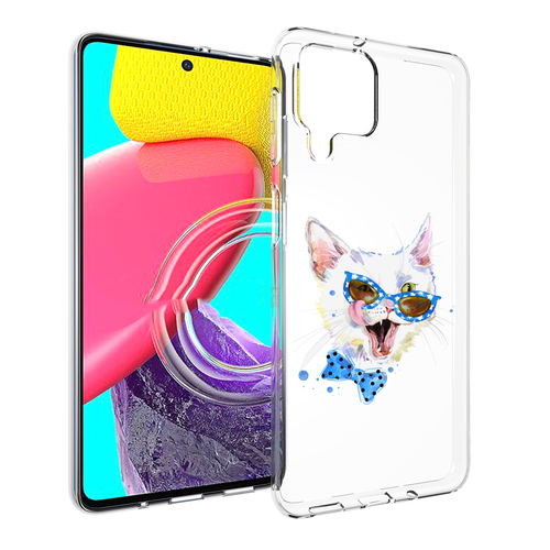 Чехол MyPads белый кот для Samsung Galaxy M53 (SM-M536) задняя-панель-накладка-бампер