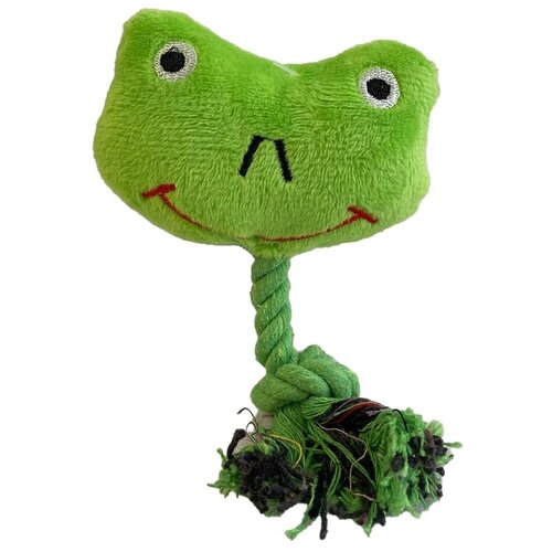 Лягушка на веревке плюшевая с Пищалкой для собак 10см