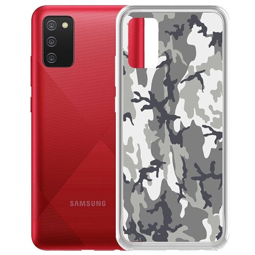 Чехол-накладка Krutoff Clear Case Камуфляж серый для Samsung Galaxy A02s (A025) чехол накладка krutoff clear case люблю работу для samsung galaxy a02s a025