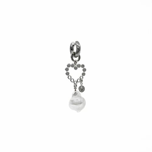 кольцо из серебра с подвесной барочной жемчужиной 17 Серьги одиночные Before.Swine, жемчуг барочный, серебряный, белый