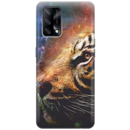 фото Ультратонкий силиконовый чехол-накладка для oppo a74 с принтом "космический тигр" gosso