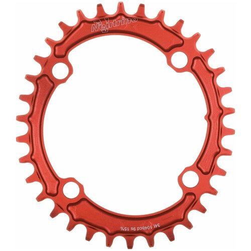 фото Звезда передняя 104-bcd овальная 34t neutrino nc10410o34rd 10-12ск. красная neutrino components