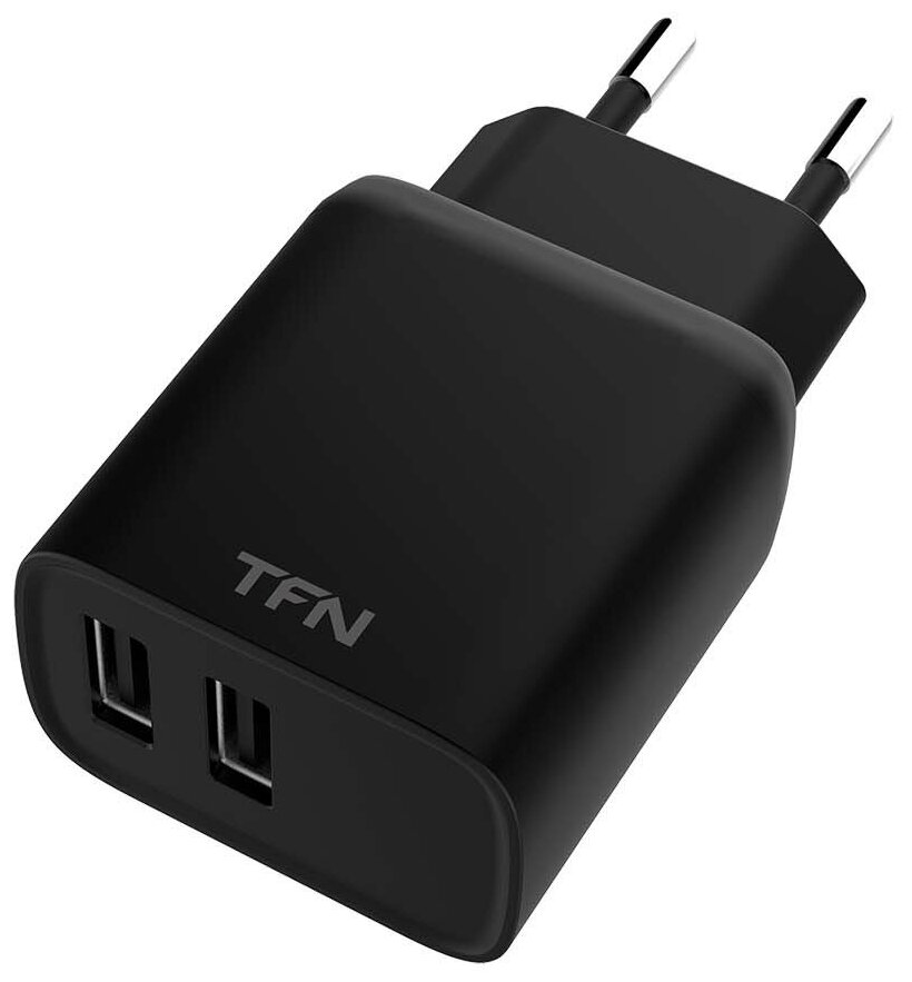 Сетевое зарядное устройство TFN Rapid+ 2xUSB 2.4A Black (TFN-WCRPD12W2UBK)