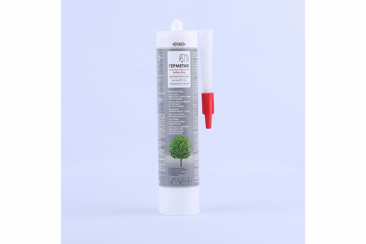 фото SENBION Герметик звукоизоляционный ВиброStop AS-11 V для заделки швов и трещин белый 310 мл SB3228/310-Бел
