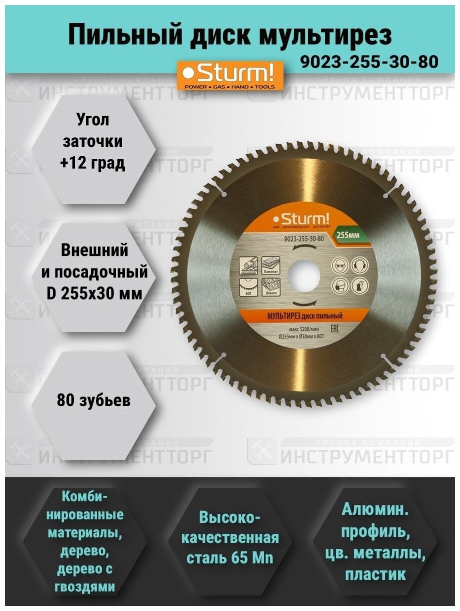 Диск пильный Sturm! 9023-255-30-80 - фотография № 2