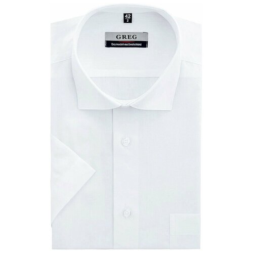 Рубашка мужская короткий рукав GREG 100/109/WHITE/Z_GB, Полуприталенный силуэт / Regular fit, цвет Белый, рост 174-184, размер ворота 38