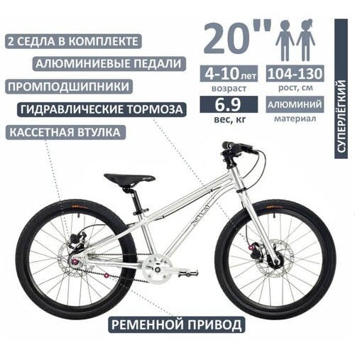 Велосипед - JETCAT - RACE PRO 20 дюймов DISC SINGLE SPEED - SILVER (Серебро) детский для мальчика и девочки