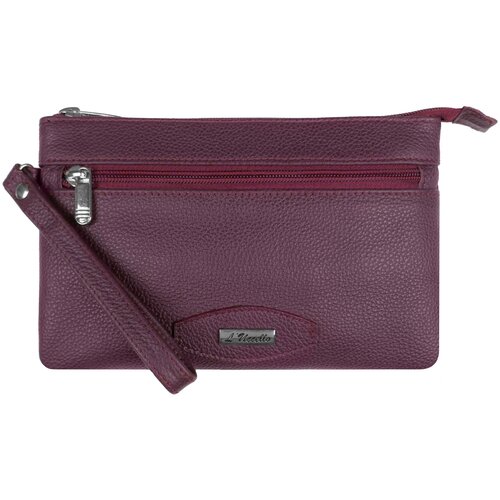 фото Сумка клатч l'uccello, фактура тиснение, красный, коричневый