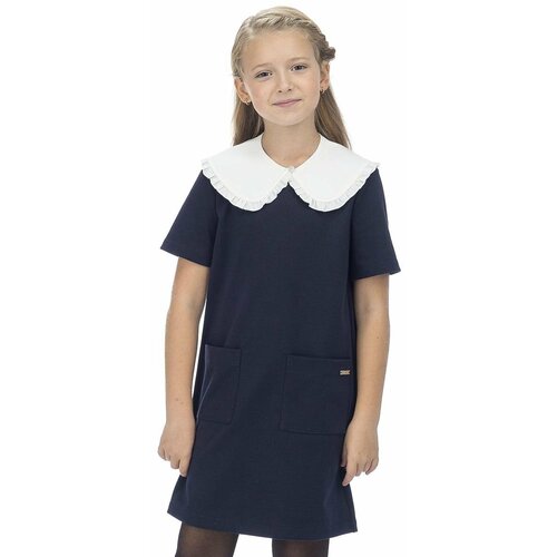 Школьное платье LETTY, однотонное, размер 152, синий