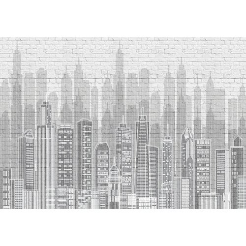Моющиеся виниловые фотообои GrandPiK Город. Графика. Черно-белый, 380х270 см