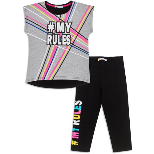 Комплект одежды Me & We, футболка и бриджи, спортивный стиль, размер 128, черный
